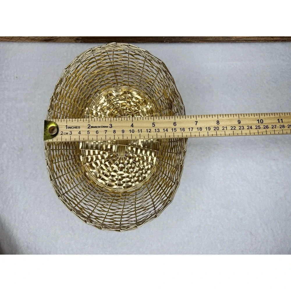 Vintage Gold Wire Basket Set‎ Korea Hong Kong Fruit Bread Bowl Mid Century